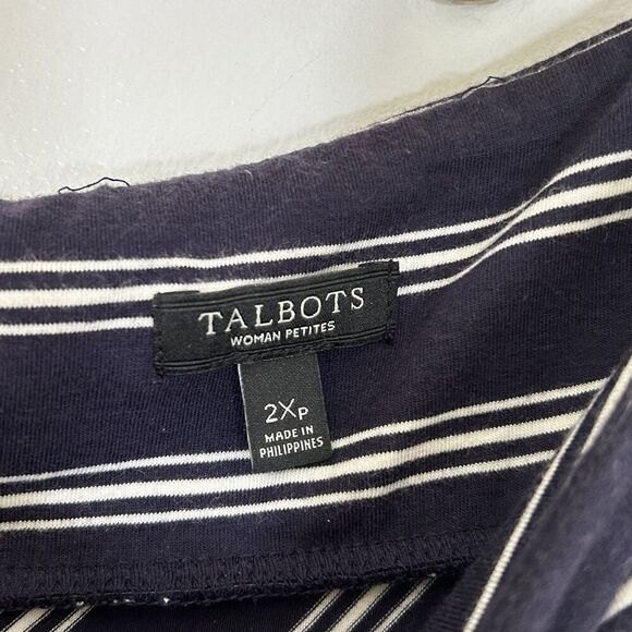 Talbots Skirt Size 2xp 2x Petite Navy Blue White Stripe Pull On Comfort Nautical - Picture 7 of 8